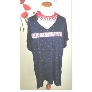 NWT Max Jeans Plus Size 2X Navy Blue AnchorPrint  Nautical Top Blouse